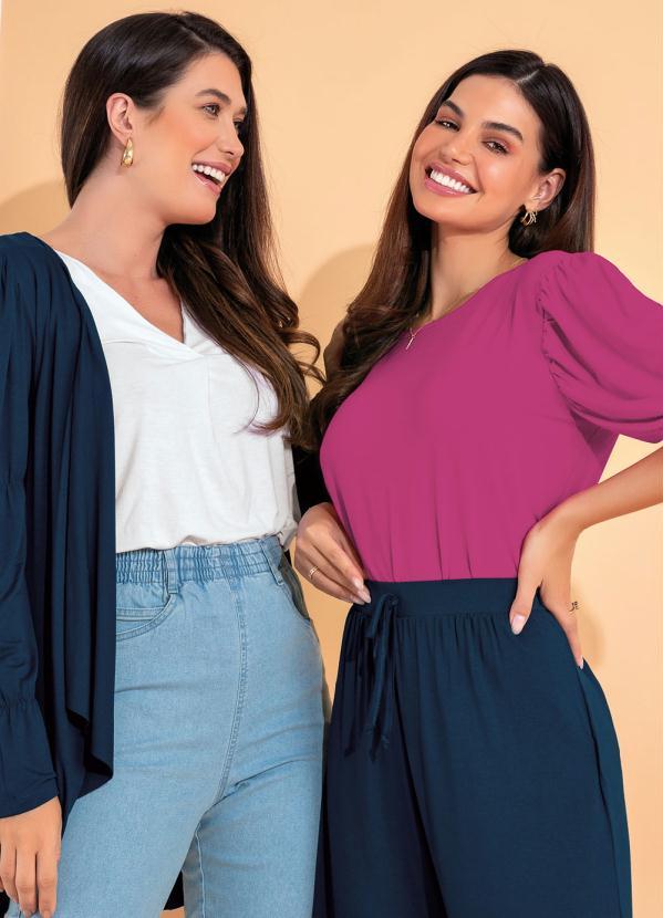 Queima Estoque - Cardigan Assimétrico Azul Marinho 2