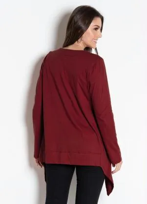 bonprix - Cardigan Assimétrico Bordô - BONPRIX