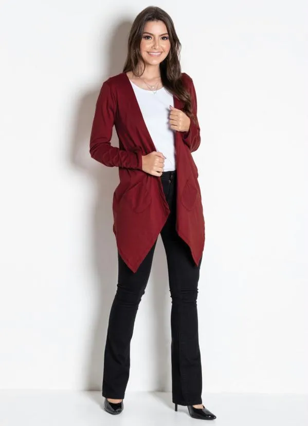 bonprix - Cardigan Assimétrico Bordô 3