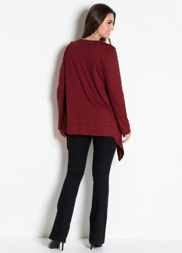 bonprix - Cardigan Assimétrico Bordô 4