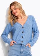 Cardigan Azul em Malha Tric�