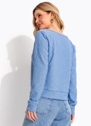 Quintess - Cardigan Azul em Malha Tricô - QUINTESS