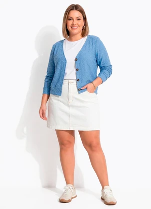 Quintess - Cardigan Azul em Malha Tricô - QUINTESS