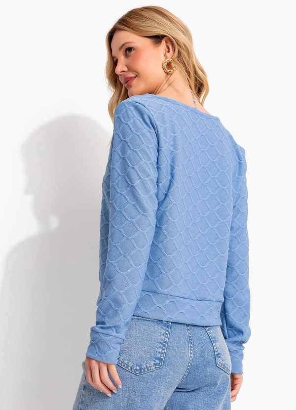 Quintess - Cardigan Azul em Malha Tricô 2