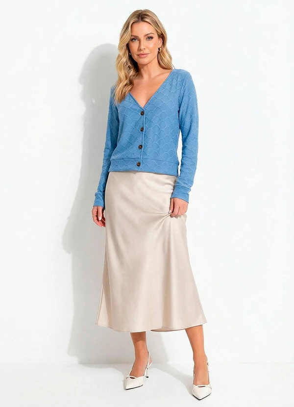 Quintess - Cardigan Azul em Malha Tricô 3