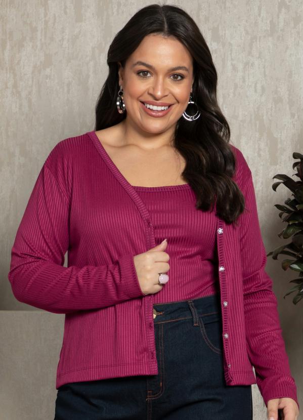 Quintess - Cardigan Bordô com Botões Jóias 7
