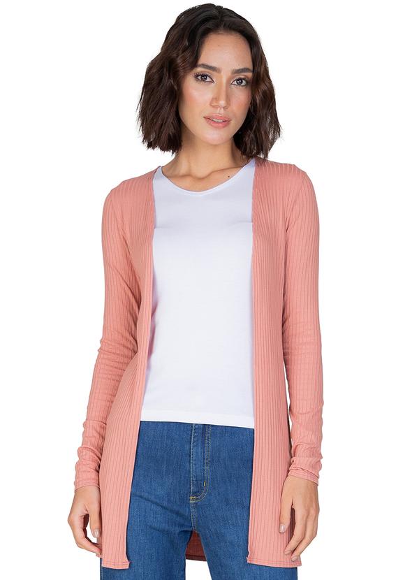 Select - Cardigan Canelado Feminino  Rosa