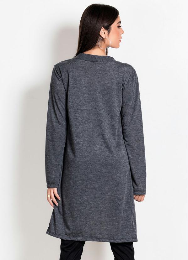 Outlet - Cardigan Chumbo com Mangas Longas 2