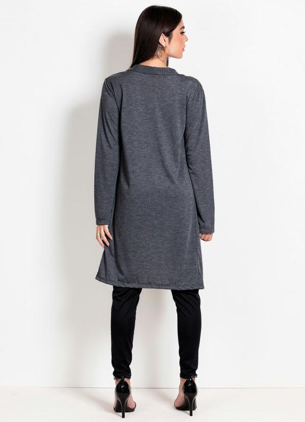 Outlet - Cardigan Chumbo com Mangas Longas 4