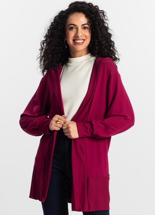 Rovitex - Cardigan com Capuz Feminino Vermelho