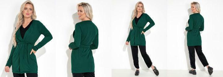 Cardigan com Mangas Longas Verde
