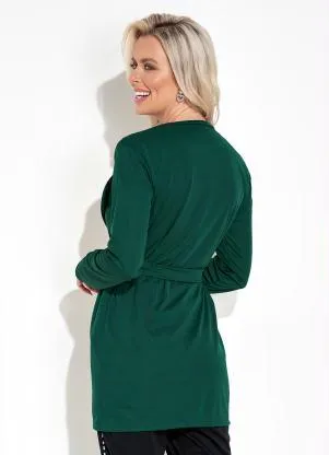 Moda Pop - Cardigan com Mangas Longas Verde - MODA POP