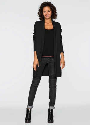 bonprix - Cardigan de Tricô Preto - BONPRIX