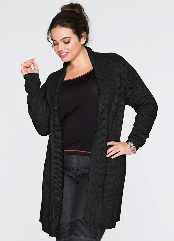 bonprix - Cardigan de Tricô Preto 3