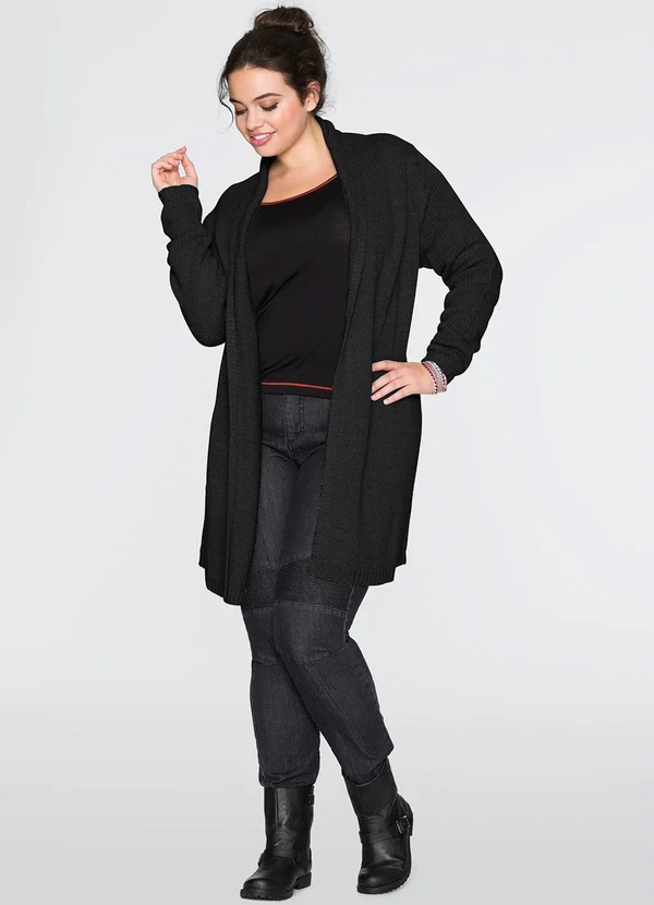 bonprix - Cardigan de Tricô Preto 6