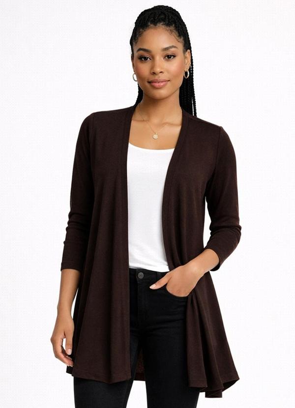 Rovitex - Cardigan em Lanzinha Unique Collection Marrom