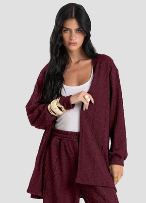 Dianna - Cardigan em Malha Tricot Rustic Vermelho - DIANNA