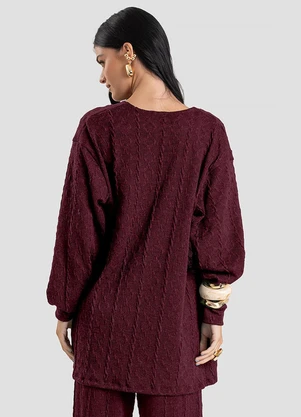 Dianna - Cardigan em Malha Tricot Rustic Vermelho - DIANNA