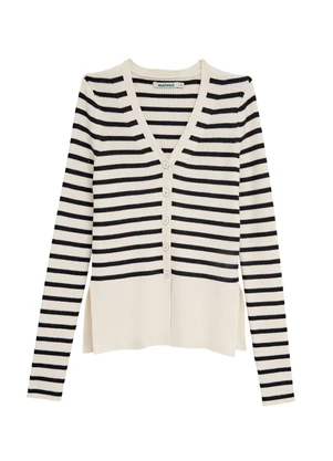 Malwee - Cardigan em Tricô Listrado Preto - MALWEE