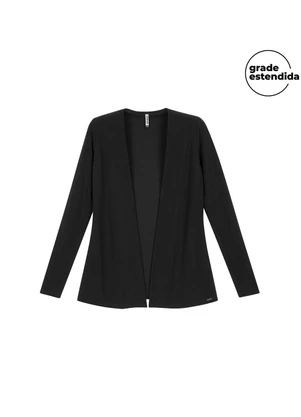 Marialícia - Cardigan Feminino Alongado Canelado Preto - MARIALÍCIA