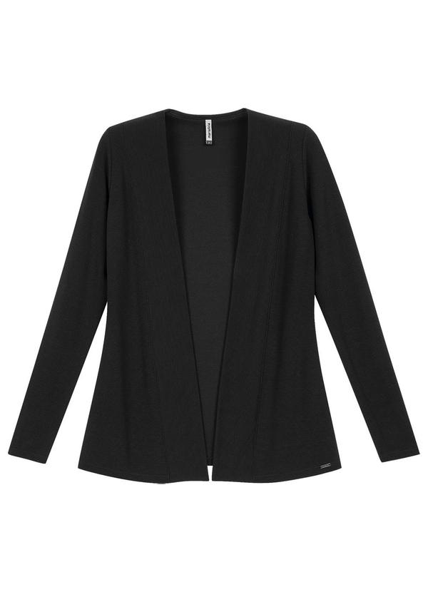 Marialícia - Cardigan Feminino Alongado Canelado Preto 2