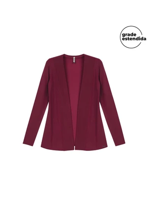 Marialícia - Cardigan Feminino Alongado Canelado Vermelho - MARIALÍCIA
