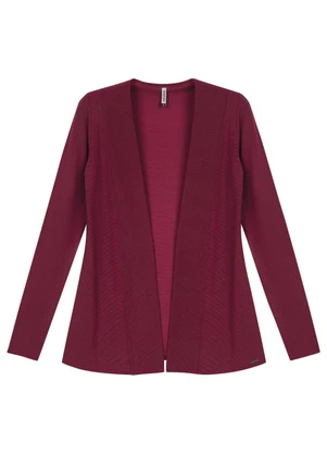 Marialícia - Cardigan Feminino Alongado Canelado Vermelho - MARIALÍCIA