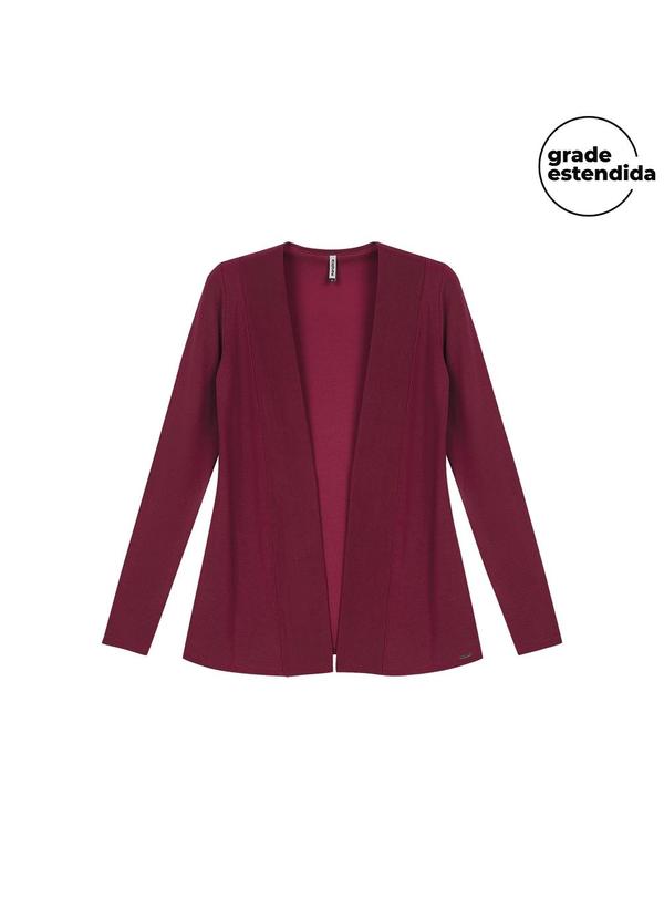 Marialícia - Cardigan Feminino Alongado Canelado Vermelho