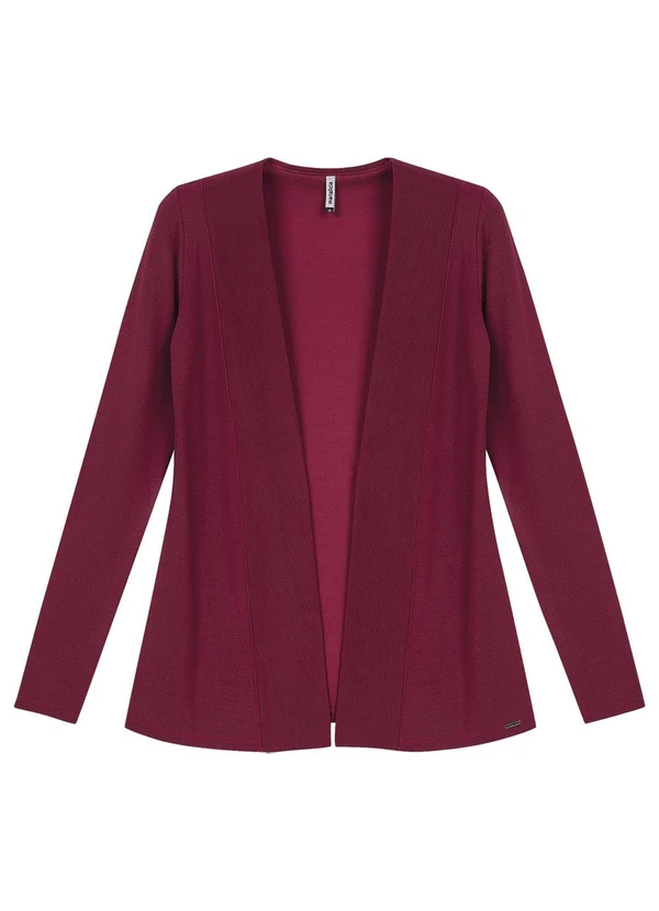 Marialícia - Cardigan Feminino Alongado Canelado Vermelho 2