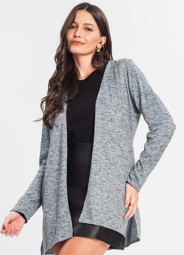 Infinita Cor - Cardigan Feminino Alongado Infinita Cor Azul