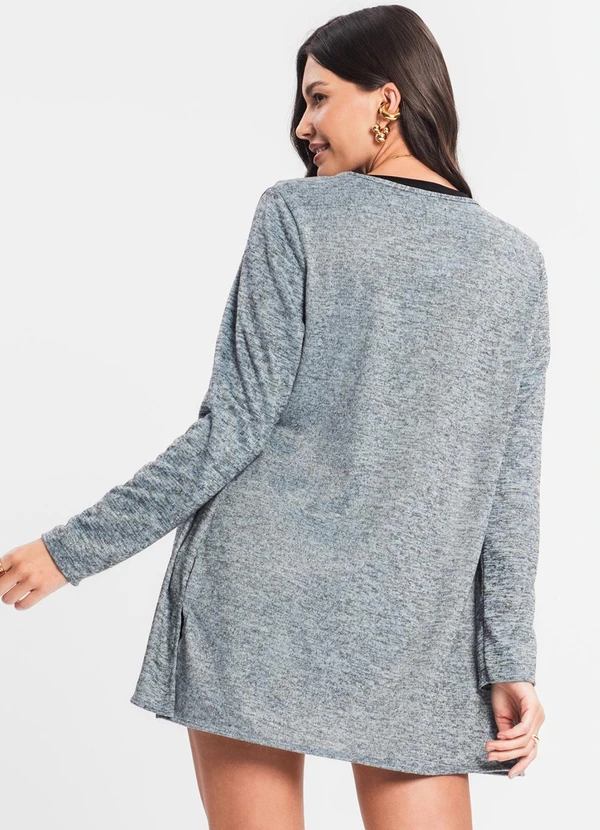 Infinita Cor - Cardigan Feminino Alongado Infinita Cor Azul 2