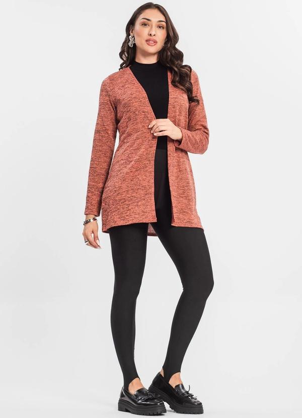 Infinita Cor - Cardigan Feminino Alongado Laranja 3