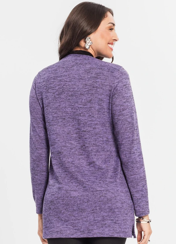 Infinita Cor - Cardigan Feminino Alongado Roxo 2