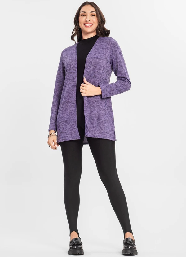 Infinita Cor - Cardigan Feminino Alongado Roxo 3