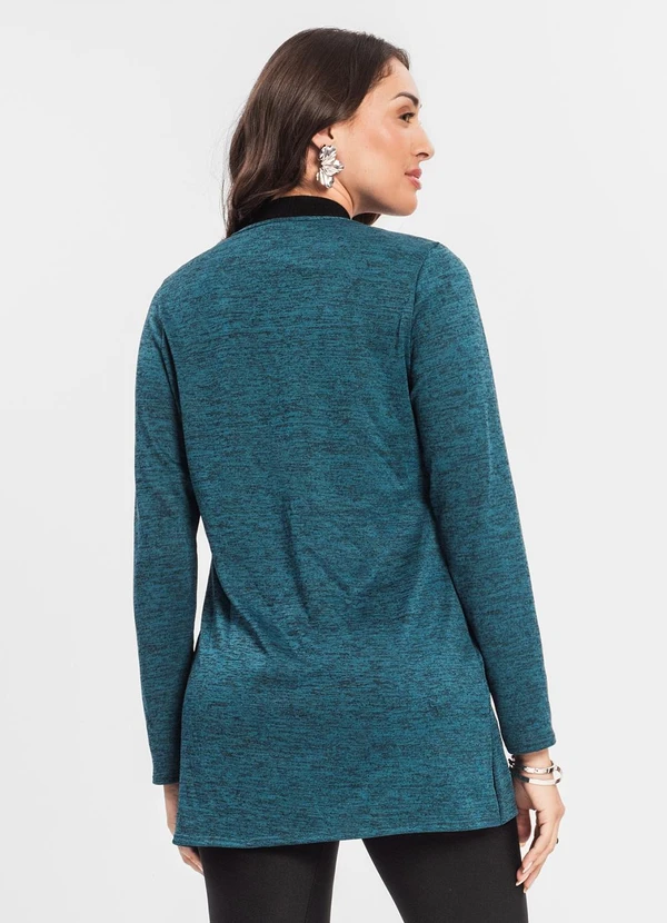 Infinita Cor - Cardigan Feminino Alongado Verde 2