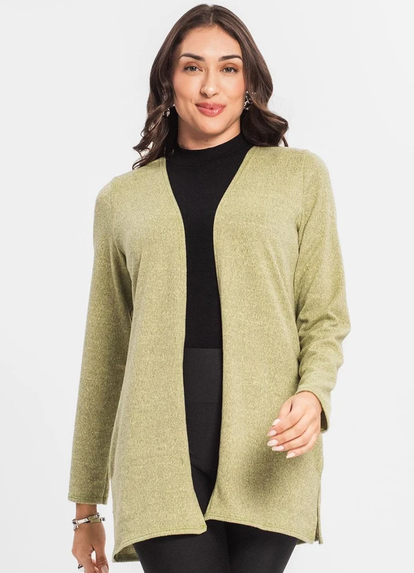 Infinita Cor - Cardigan Feminino Alongado Verde