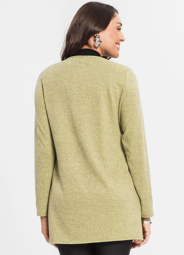 Infinita Cor - Cardigan Feminino Alongado Verde 2