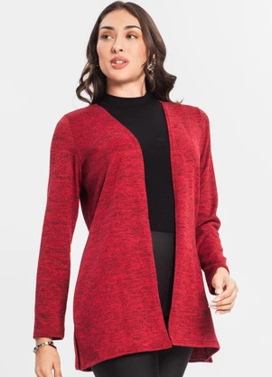 Infinita Cor - Cardigan Feminino Alongado Vermelho - INFINITA COR
