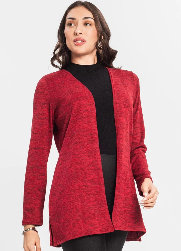 Infinita Cor - Cardigan Feminino Alongado Vermelho