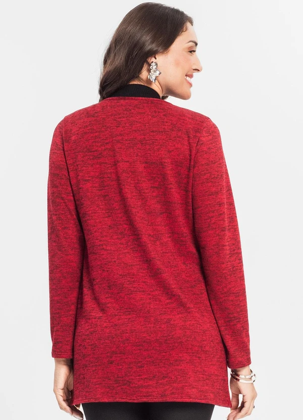 Infinita Cor - Cardigan Feminino Alongado Vermelho 2