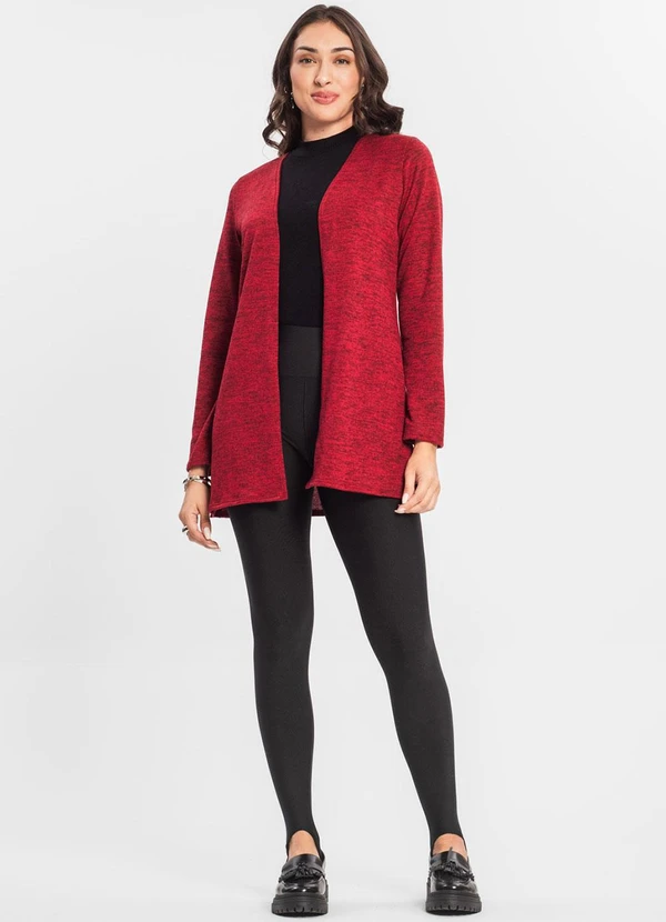 Infinita Cor - Cardigan Feminino Alongado Vermelho 3