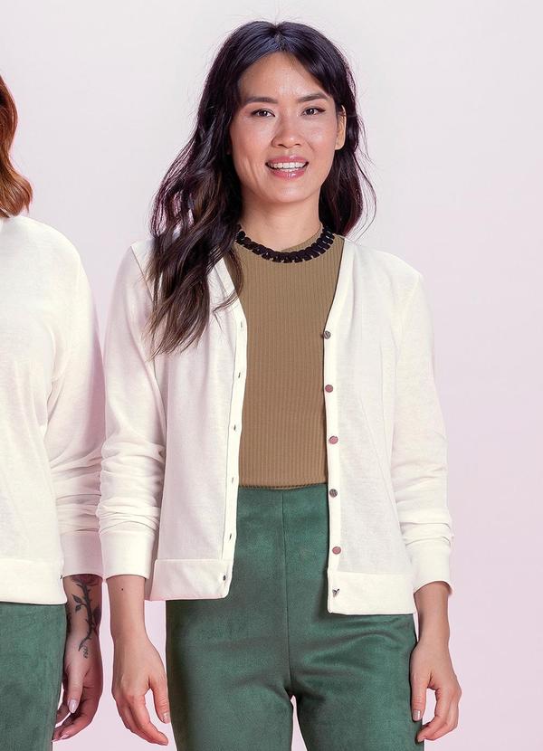 Marialícia - Cardigan Feminino Bege