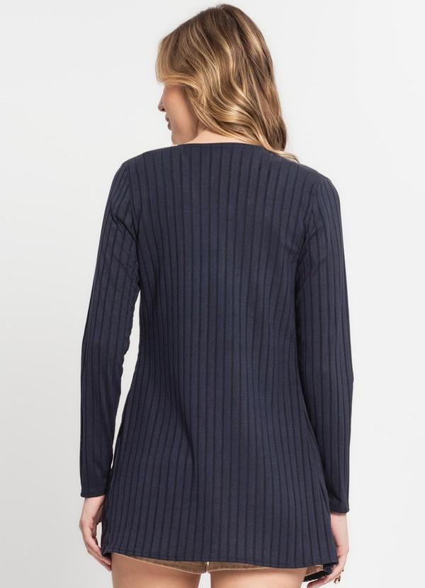 Infinita Cor - Cardigan Feminino Canelado Azul 2