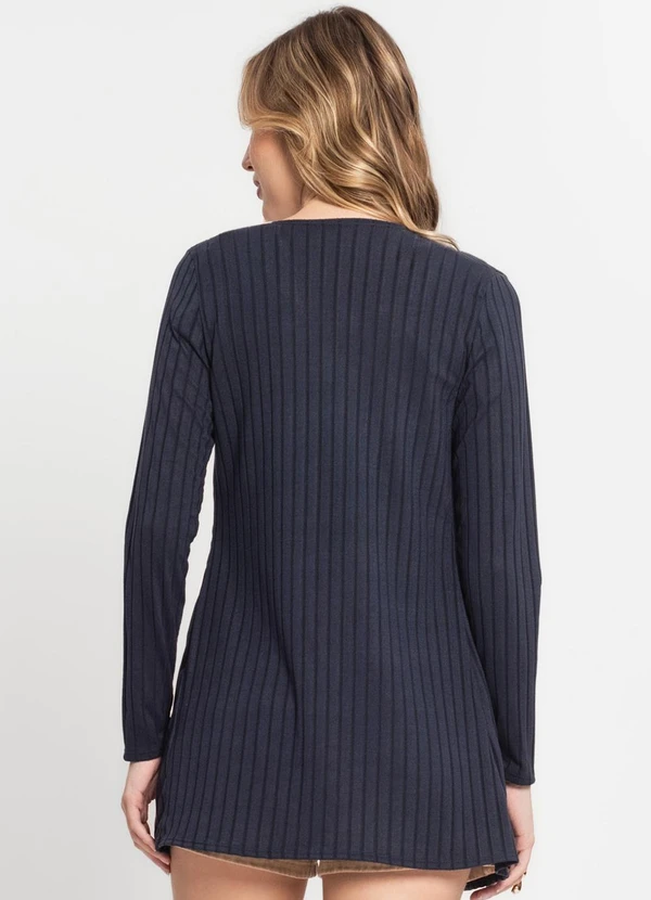 Infinita Cor - Cardigan Feminino Canelado Azul 2