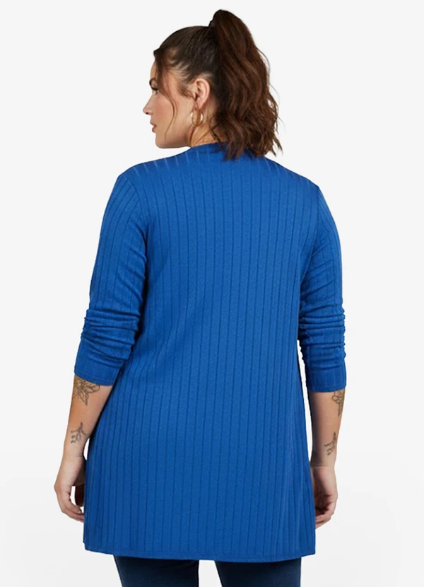 Infinita Cor - Cardigan Feminino Canelado Azul 2