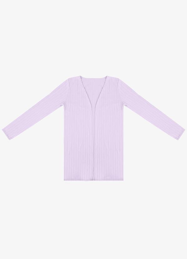 Infinita Cor - Cardigan Feminino Canelado Infinita Cor Roxo