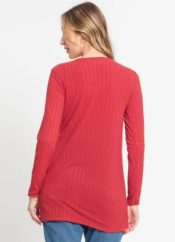 Infinita Cor - Cardigan Feminino Canelado Vermelho 2