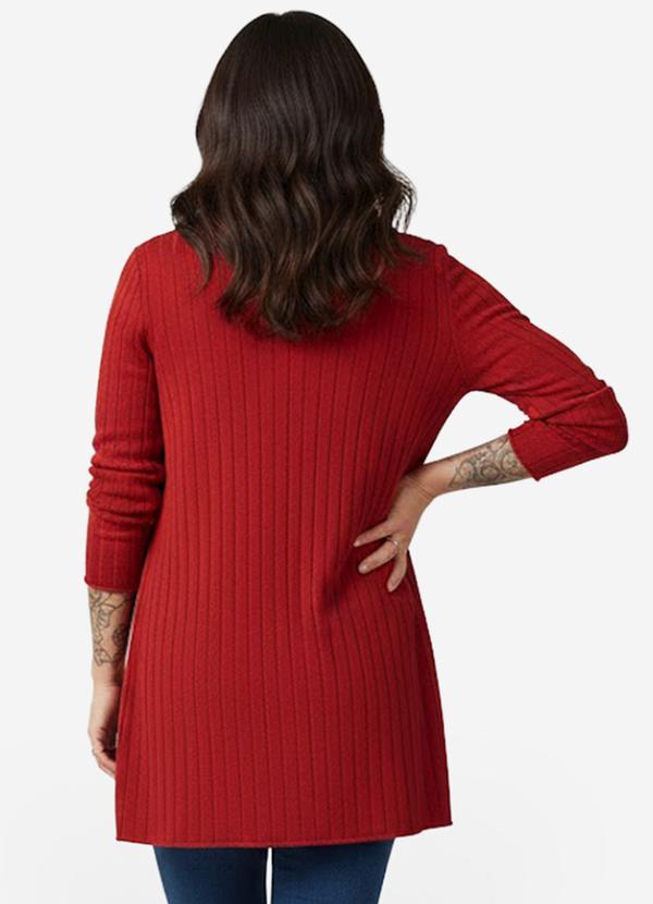 Infinita Cor - Cardigan Feminino Canelado Laranja 2