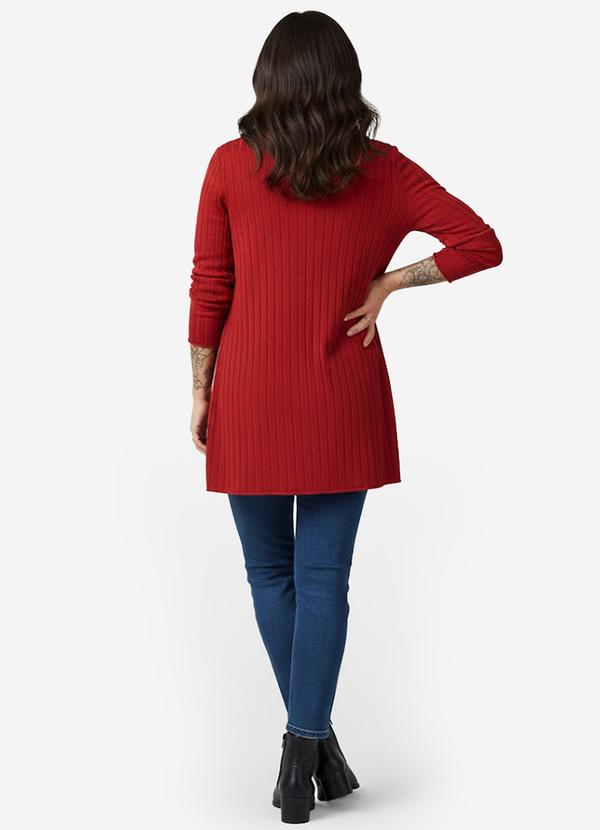 Infinita Cor - Cardigan Feminino Canelado Laranja 4