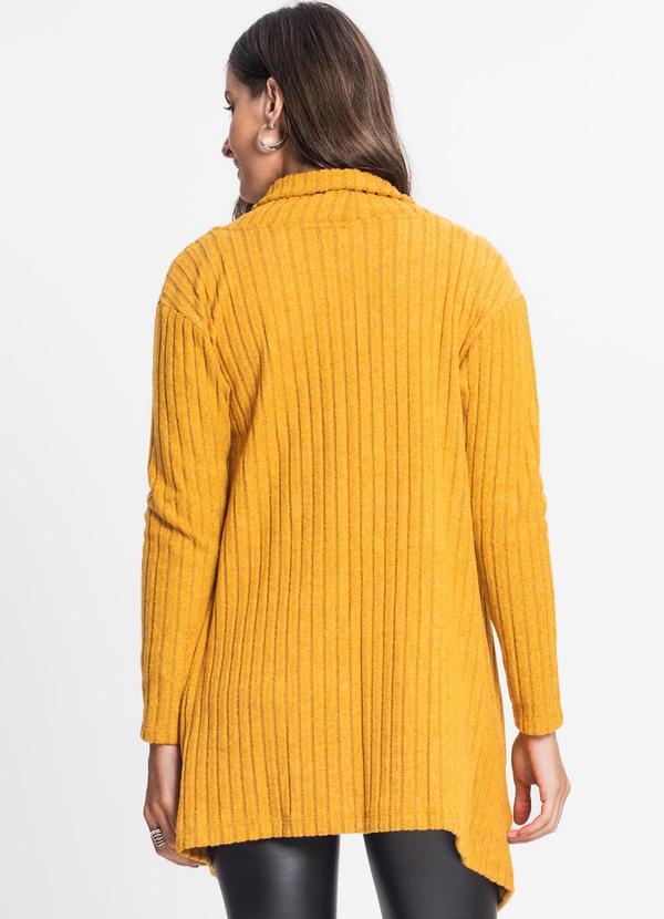 Rovitex - Cardigan Feminino Canelado Tricot Amarelo 2